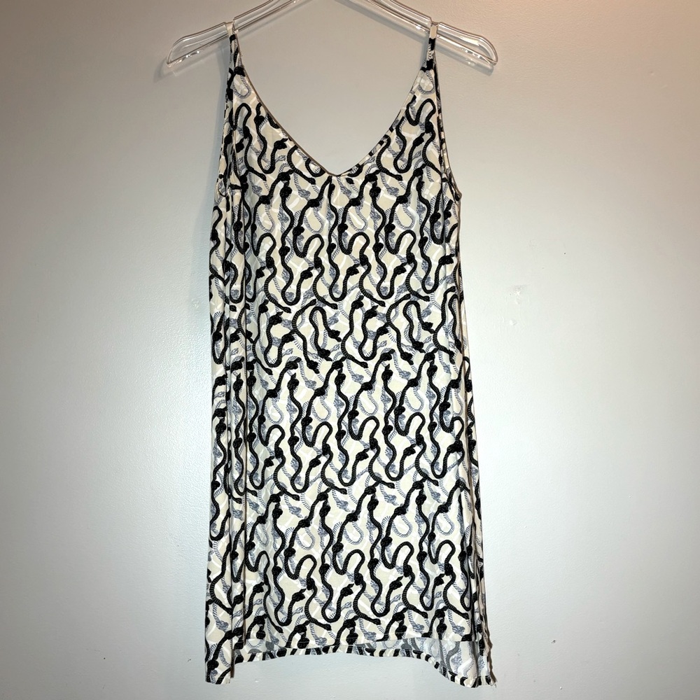 Topshop PETITE Beige and Black Slip Dress With Rope Pattern Size 6